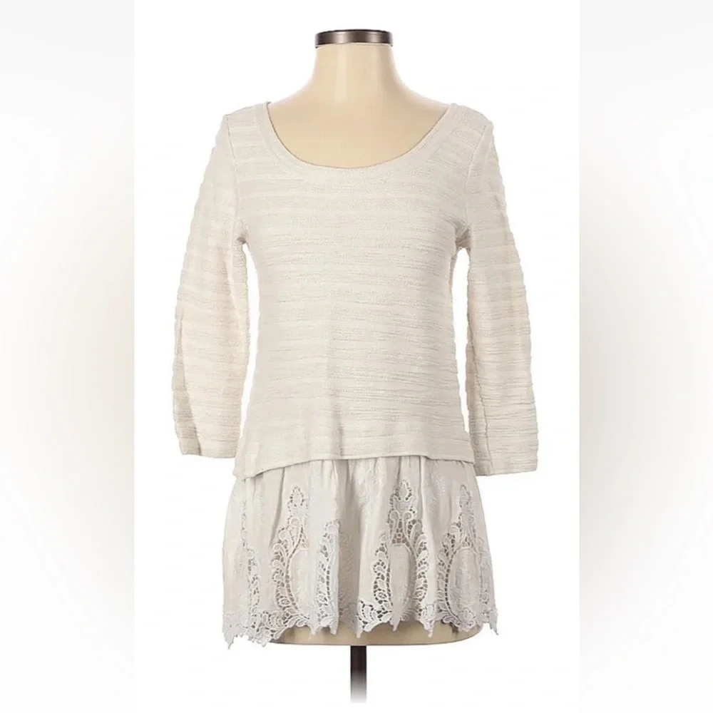Anthropologie Sunday in Brooklyn Women's Cream East Falls Pullover Sweater Small